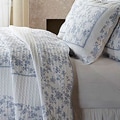 Jouy Toile Blue Woven Cotton 3-Piece Quilt Set