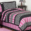 Sweet JoJo Designs Girl's Pink/ Black Madison 3-piece Full/ Queen-size Quilt Set