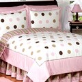 Sweet JoJo Designs Girl's Pink/ Brown Polka Dot 3-piece Full/ Queen-size Quilt Set