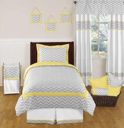 Sweet JoJo Designs Grey and Yellow Zig Zag 4-piece Twin-size Bedding Set