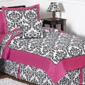 Sweet JoJo Designs Hot Pink, Black and White Isabella 4-piece Twin-size Bedding Set