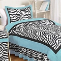 Sweet JoJo Designs Turquoise Funky Zebra 4-piece Twin-size Bedding Set