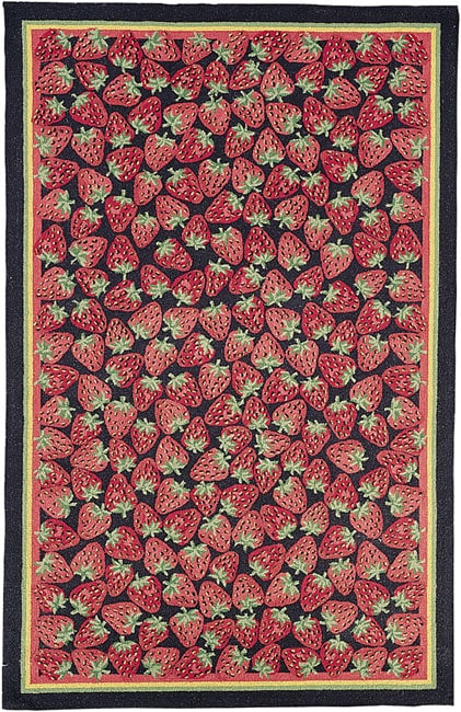 Hand woven Eden Strawberries Red Wool Rug (8 x 1111)  