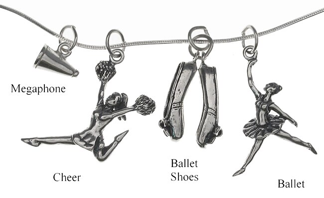 Sterling Silver Dance and Cheer Charm Necklace  