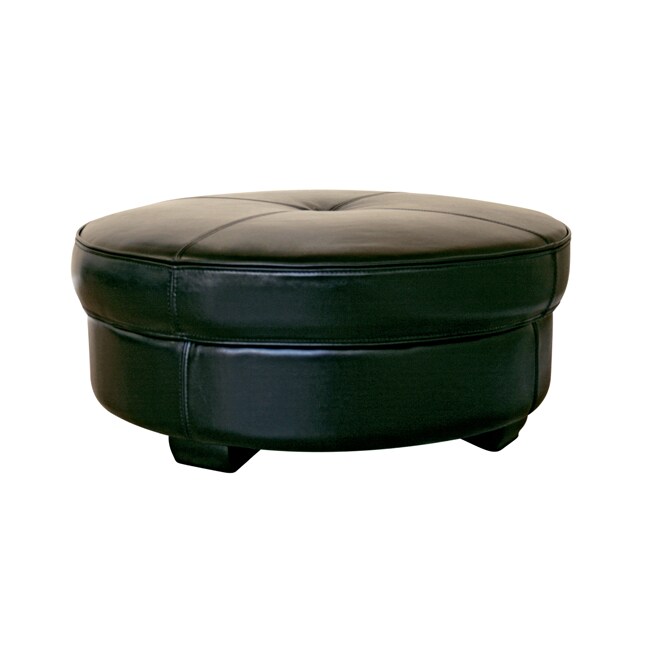 Howard Black Bi Cast Leather Large Round Ottoman