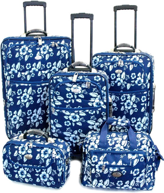 Hawaiian Print 4 piece Luggage Set with Free Tote  