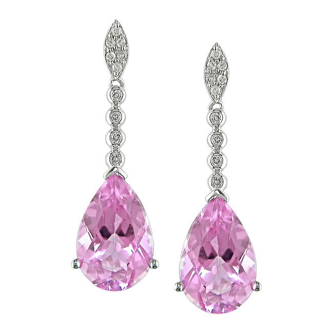 14k Gold Pink Topaz 1/6ct TDW Diamond Earrings  