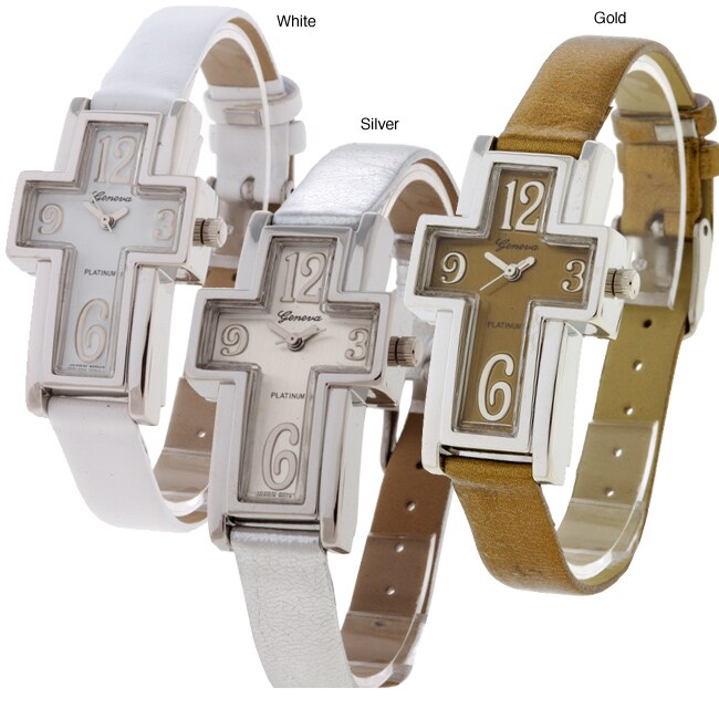 Geneva Platinum Cross Design Women's Watch Overstock™ Shopping Big