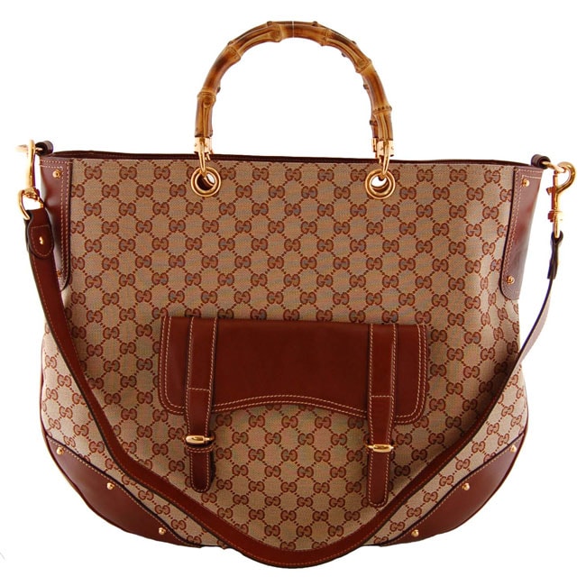 Gucci Jacquard Bamboo Oversized Tote - Overstock Shopping - Big Discounts on Gucci Designer Handbags