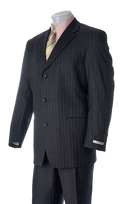 Geoffrey Beene Mens Dark Grey Pinstripe Suit  