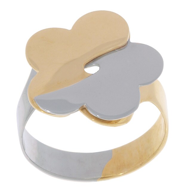 14k Two tone Gold Flower Ring  