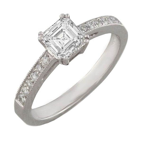 Platinum 7/8ct TDW Asscher cut Diamond Engagement Ring ( H I, SI1 