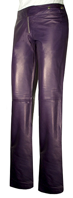 purple leather pants