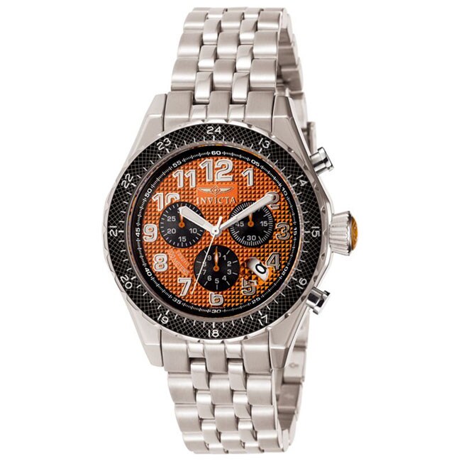 Invicta Men's Orange Dial Steel Chronograph Watch Overstock™ Shopping
