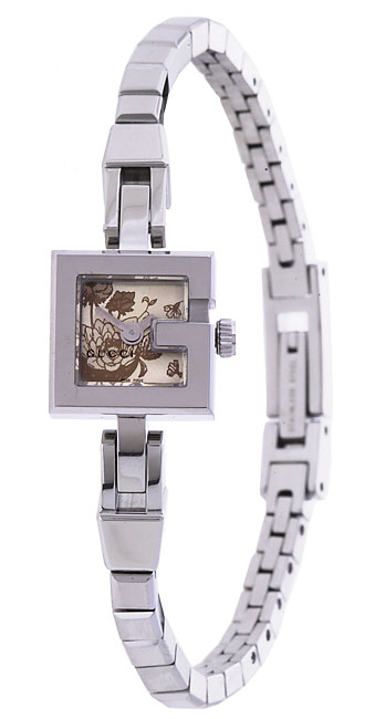 Gucci 102 G Womens Champagne Floral Dial Watch