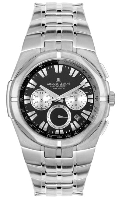 Jacques Lemans Mens Black Dial Chronograph Watch  