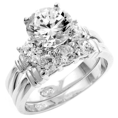 Sterling Silver Cubic Zirconia Wedding Ring Set  