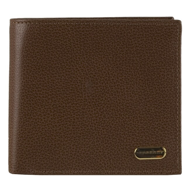 Burberry Mens Brown Leather Bi fold Wallet  