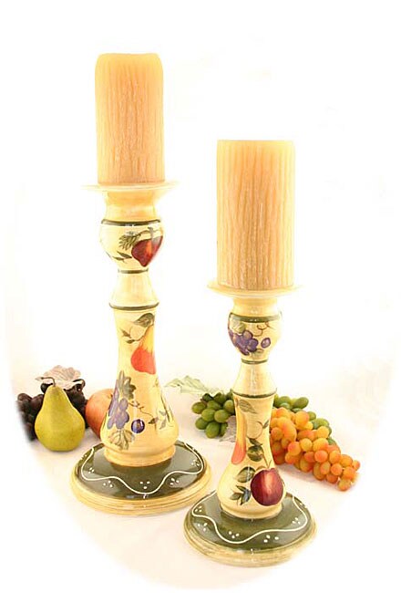 Tuscan Collection Hand painted Candle Holder Set  