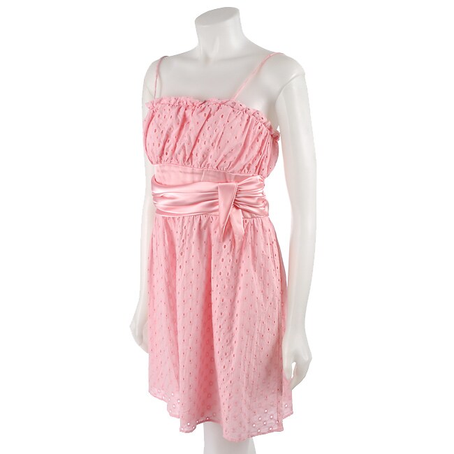 Blush Pink Eyelet Spaghetti Strap Dress  