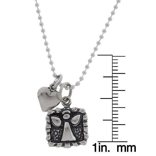 Charming Life Girls Guardian Angel and Heart Charm Necklace