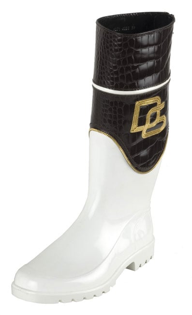Dolce & Gabbana White Logo Rubber Rain Boots  