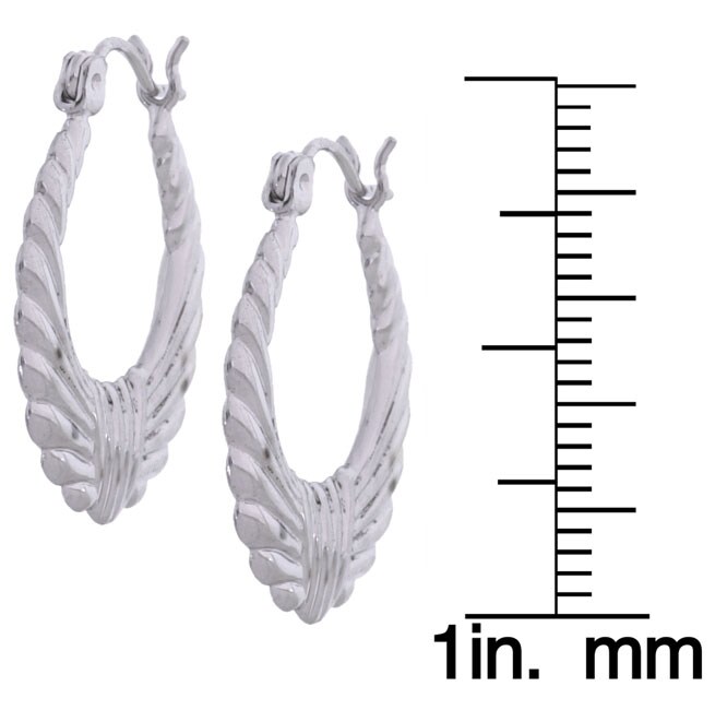 14k White Gold Shrimp Hoop Earrings  