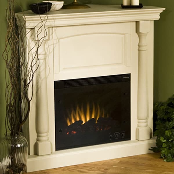 Oxford Antique White Electric Corner Fireplace  
