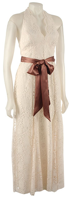 Bari Jay Lace Halter Dress with Waist Sash - 10852732 - Overstock.com