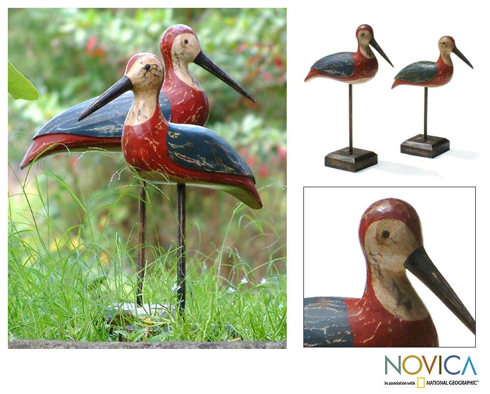 Two 'Shore Birds' Wood Sculptures (Indonesia) Overstock™ Shopping