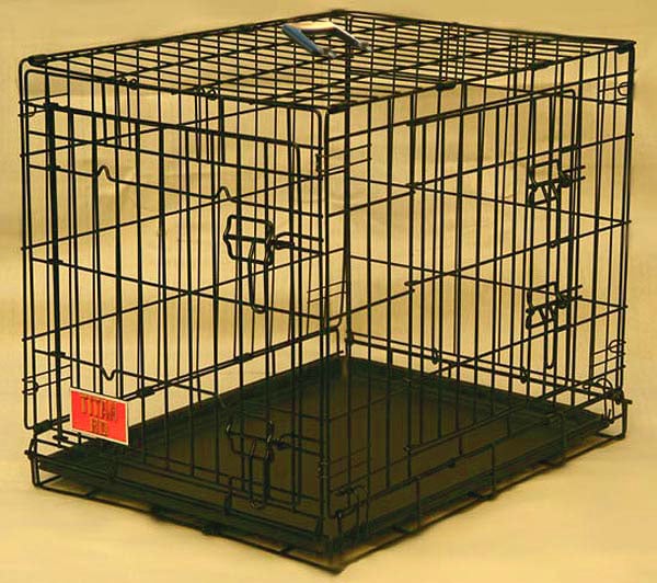 Double Door Medium 30 inch Folding Dog Crate Cage  