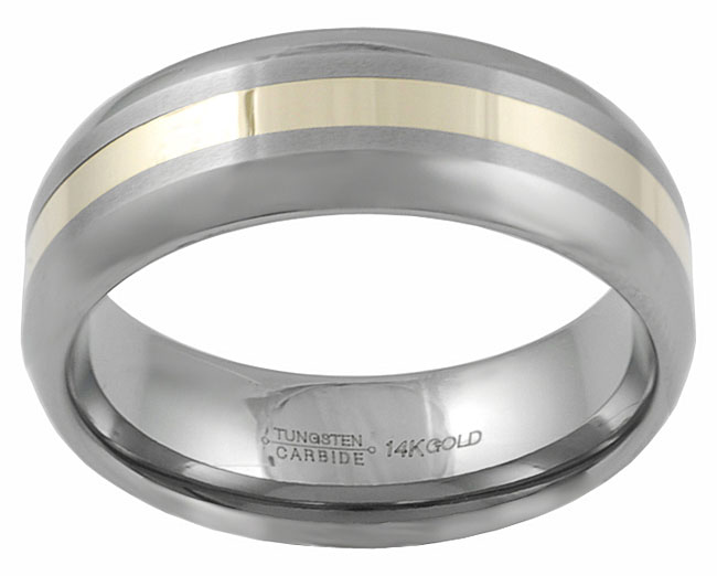 Tungsten and 14k Yellow Gold Comfort Band Ring