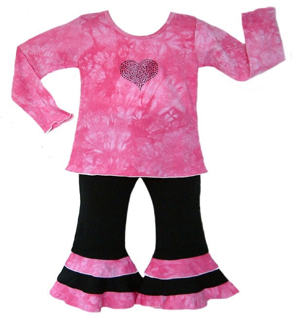 JoJo Designs Pink Tie dye Crystal Heart 2 piece Outfit  