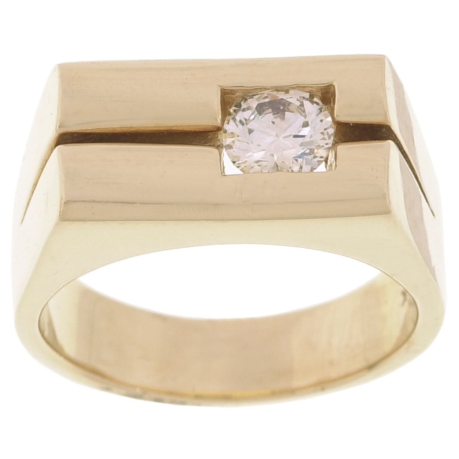 14k Gold Mens 7/8ct TDW Diamond Solitaire Ring (P, SI)   