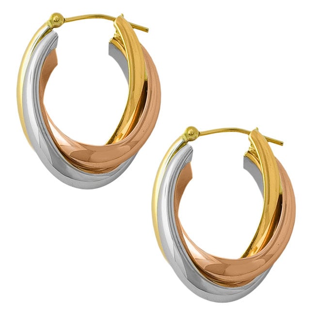 14k Tricolored Gold Interlockingovals Hoop Earrings 11031819