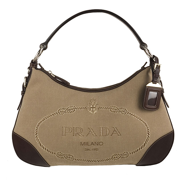 Prada Beige/Dark Brown Jacquard Logo Canvas Hobo - 11071199 ...  