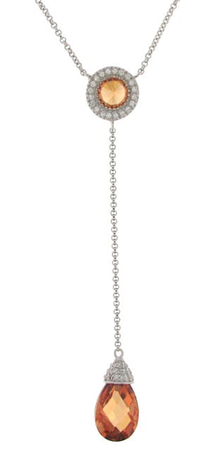 Charles Winston Silver/ Cognac CZ Lariat Necklace ...