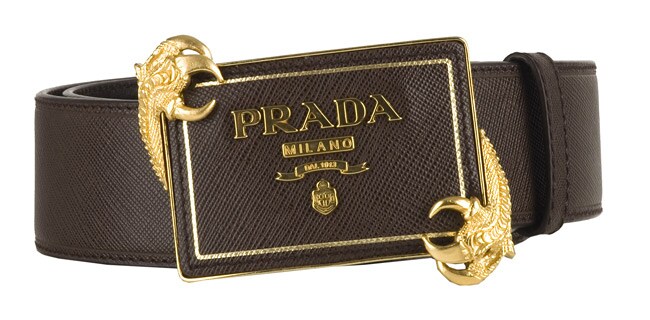 Prada Leather Belt with Dragon Claw Buckle - 11080394 - Overstock ...  