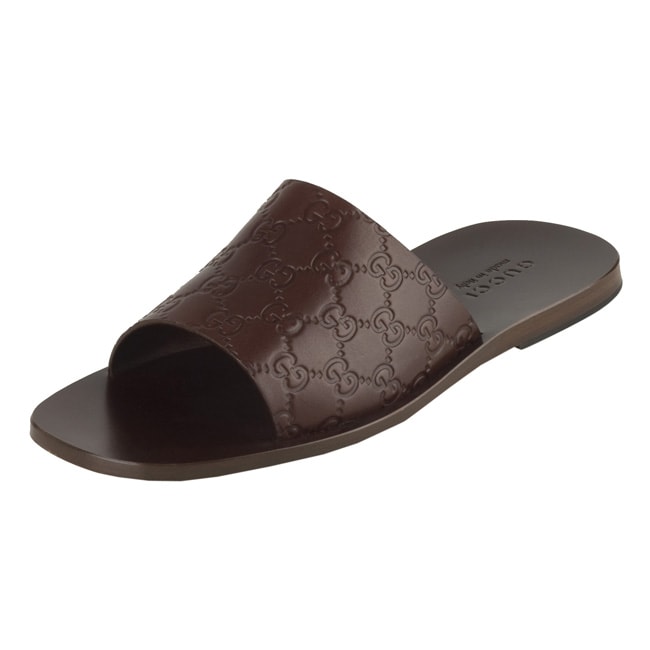 Gucci Chocolate Guccissima Leather Slide Sandals - 11126758 - 0 Shopping - Top Rated ...