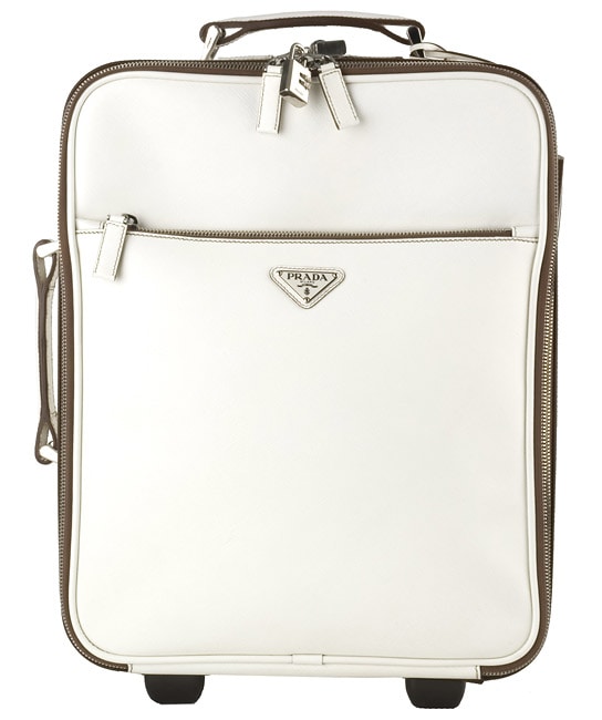 Prada Small White Saffiano Leather Rolling Suitcase - 11134420 ...  