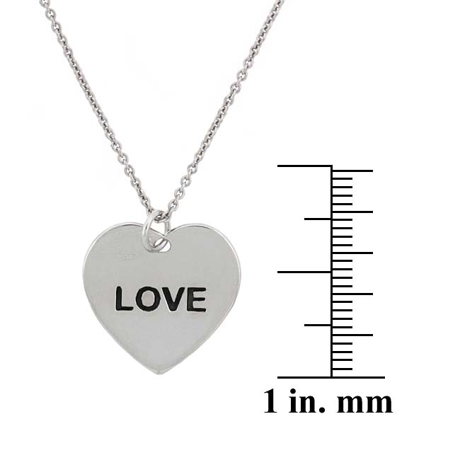 Sterling Silver Love Engraved Heart Pendant  
