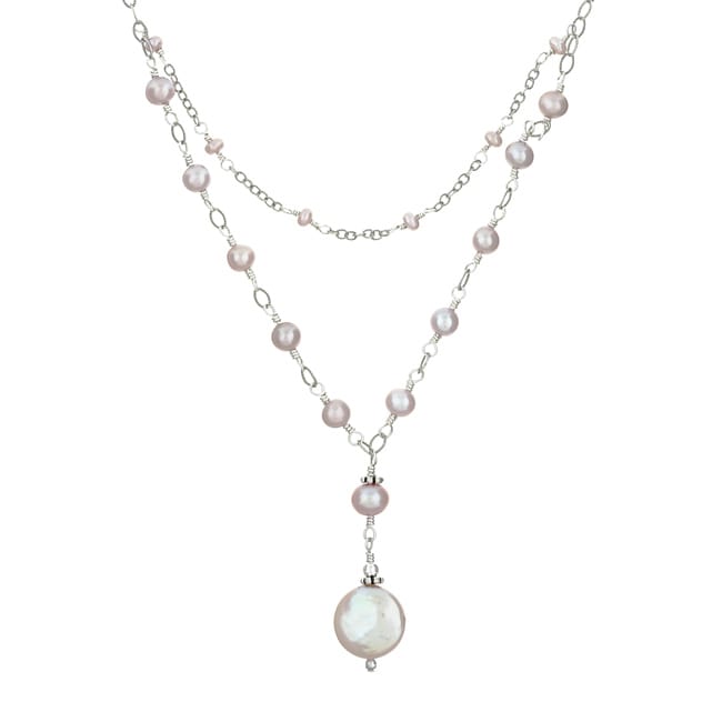 Charming Life Sterling Silver Pink Coin Pearl Layered Necklace 