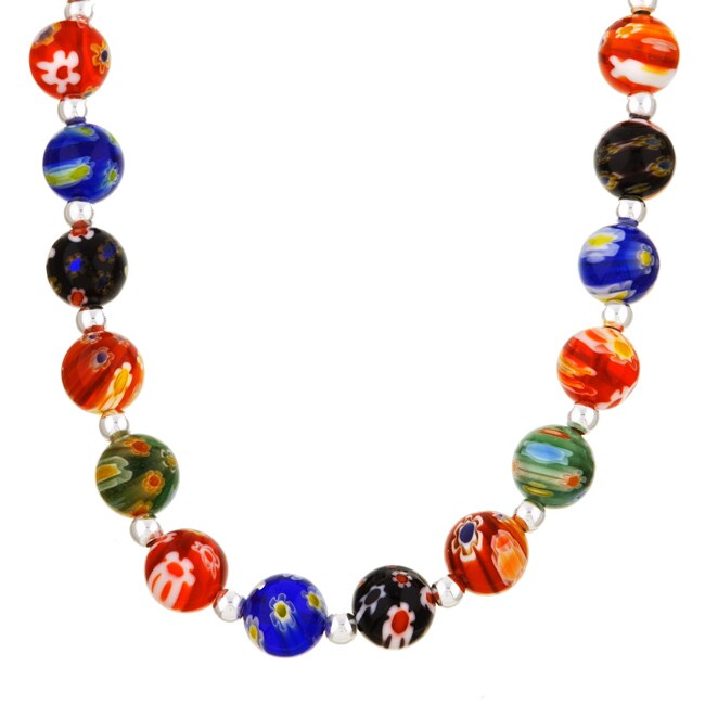   Creations Sterling Silver Venetian Glass Bead Necklace  