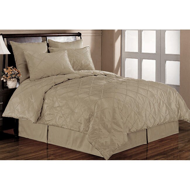 Silk Lattice Champagne 4-piece Comforter Set - 11238920 - Overstock.com