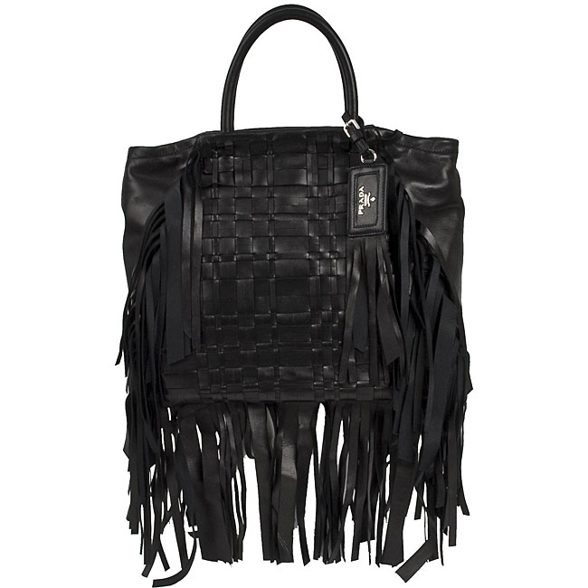 Prada Nappa Leather Woven Tote with Fringe Detail - 11315221 ...