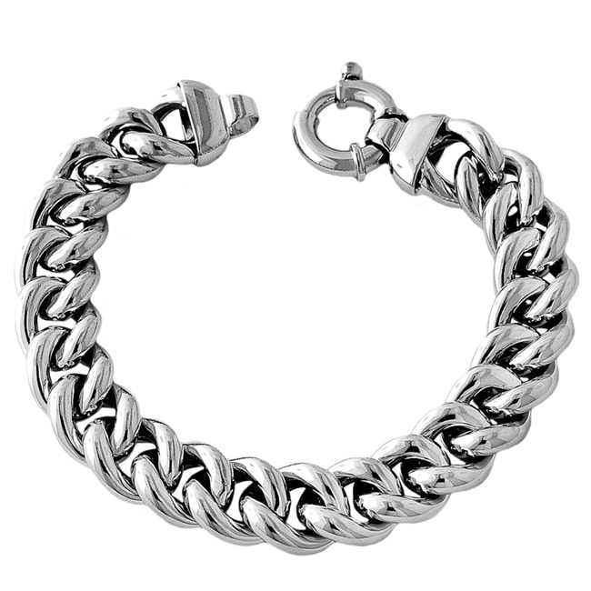 Platinum over Sterling Silver Curb Bracelet  