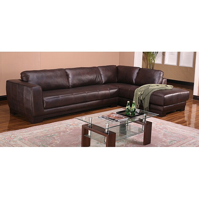 Chocolate Leather Sectional Sofa