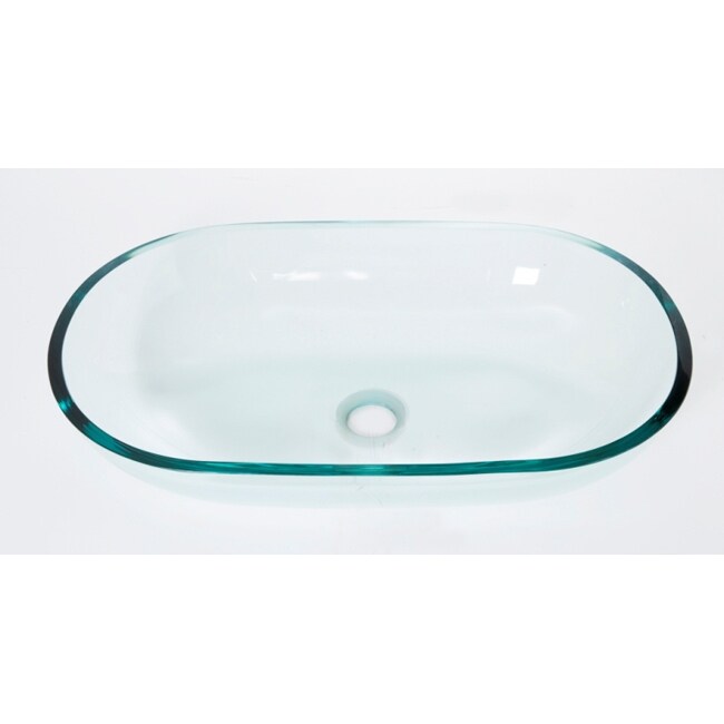 DeNovo Clear Elongated Oval Glass Vessel Sink Overstock Shopping