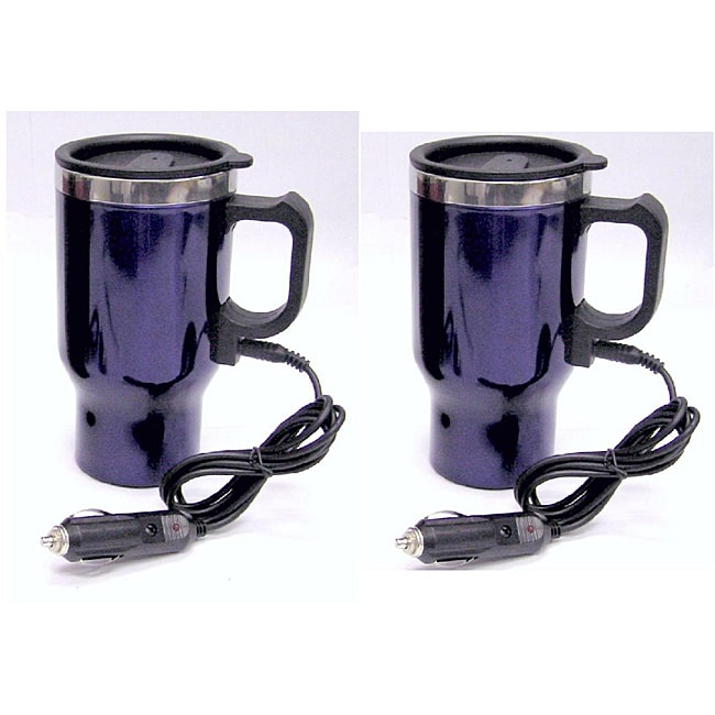 Blue Heated Stainless Steel Plugin Travel Mugs (Set of 2) 11353534