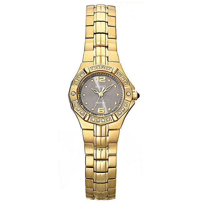 Seiko Coutura Womens Gold Tone Diamond Quartz Watch  